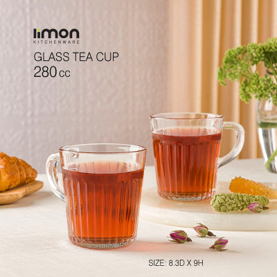 لیوان شیشه ای دسته دار  لیمون(6 عددی-280 سی سی)