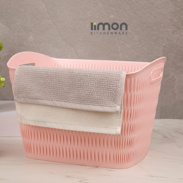 سبد لباس مستطیل طرح بامبو لیمون