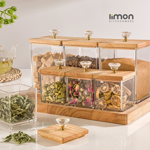 ست بانکه و ادویه کفه دار درب چوبی لیمون