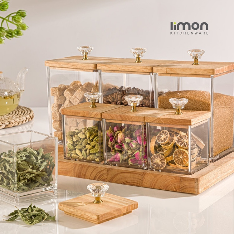 ست بانکه و ادویه کفه دار درب چوبی لیمون