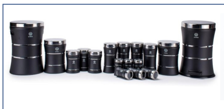 سرویس ۱۷ پارچه کمر باریک کلاسیک اورانوس مشکی درب استیل