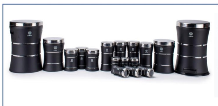 سرویس ۱۷ پارچه کمر باریک کلاسیک اورانوس مشکی درب استیل