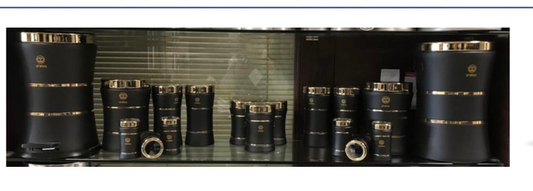 سرویس ۱۷ پارچه کمر باریک کلاسیک اورانوس مشکی درب طلایی