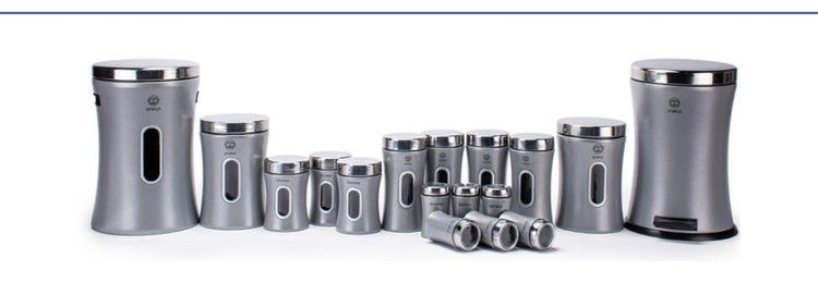 سرویس ۱۷ پارچه کمر باریک ملودی اورانوس نقره ای متالیک درب استیل