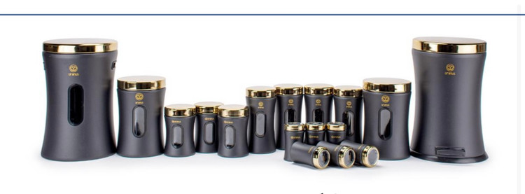 سرویس ۱۷ پارچه کمر باریک ملودی اورانوس مشکی درب طلایی