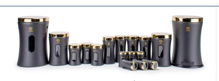 سرویس ۱۷ پارچه کمر باریک ملودی اورانوس مشکی درب طلایی