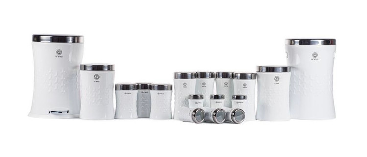 ست ۱۷ پارچه کمر باریک مجیک اورانوس سفید درب استیل