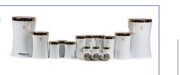 سرویس ۱۷ پارچه کمر باریک مجیک اورانوس سفید درب طلایی