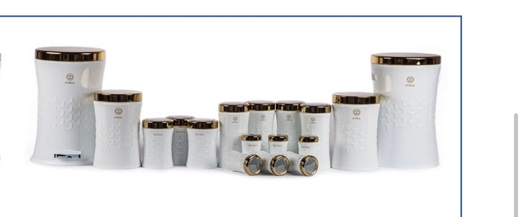 سرویس ۱۷ پارچه کمر باریک مجیک اورانوس سفید درب طلایی