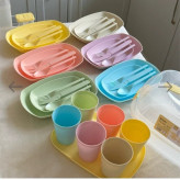 سرویس مسافرتی ۴۲ پارچه لیمون رنگ طوسی