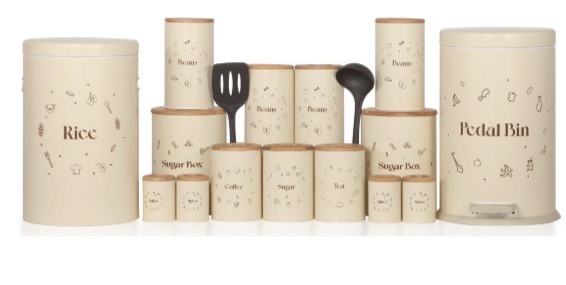 سرویس اورانوس ۱۷ پارچه طرح فرنچ کرم در چوبی